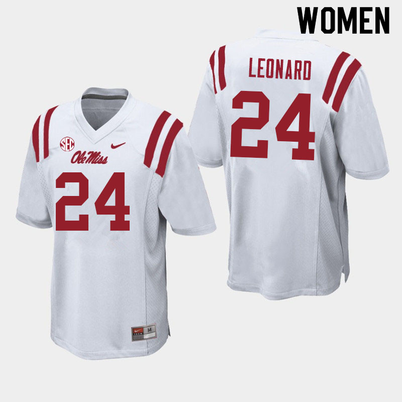 Deane Leonard Ole Miss Rebels NCAA Women's White #24 Stitched Limited College Football Jersey OWL3658AX